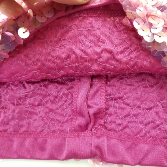 Modi NWT Strapless Mini Dress All Over Heavily Sequin Hot Pink Sweetheart Large - Picture 10 of 11